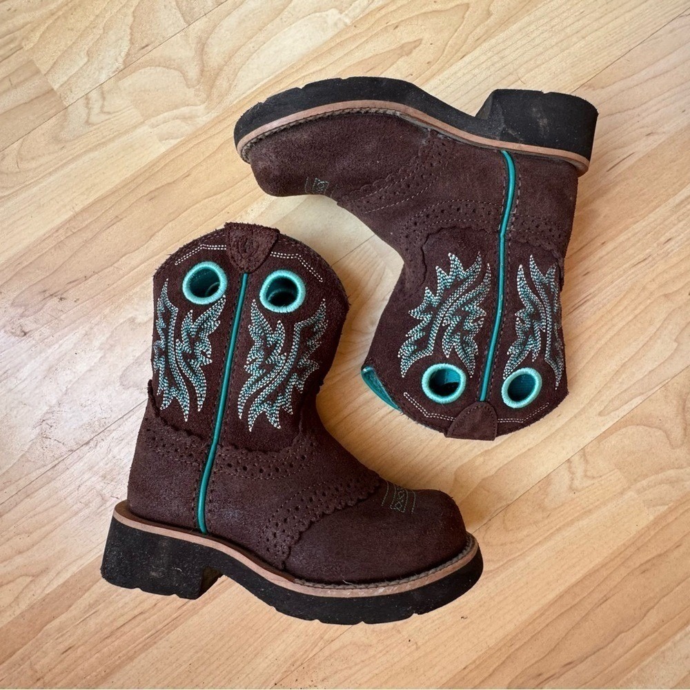Ariat Cowboy Boots Fatbaby Leather Brown Kids' 10 Cowgirl Western Horse Riding
